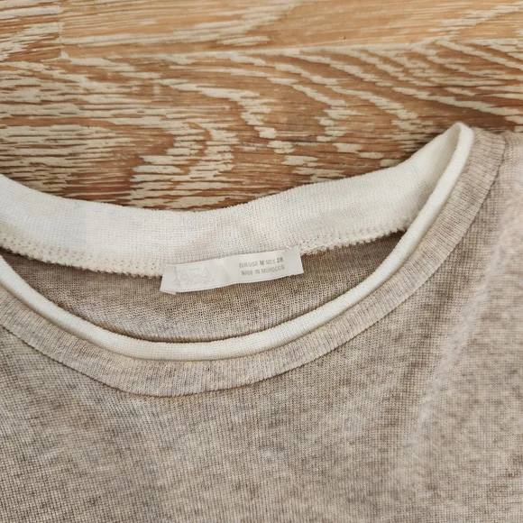 Zara Beige and White Short Sleeve Tee - Picture 2 of 2